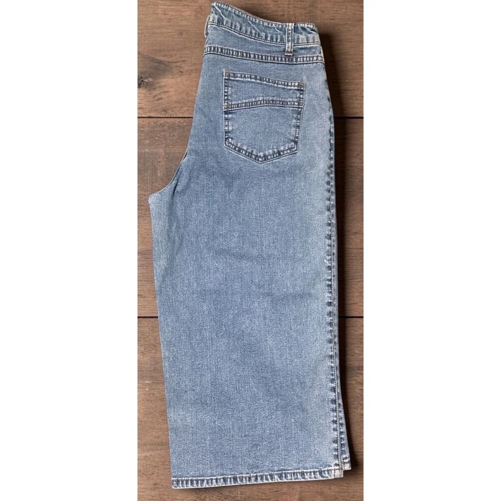 FDJ French Dressing Jeans Women’s 12 Capri Blue Denim Crop High Rise Wide Leg